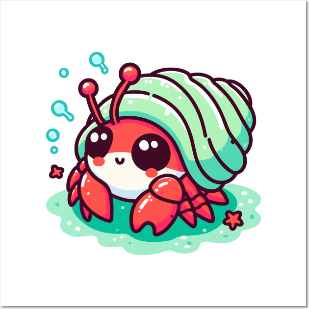 cute hermit crab cartoon Wall Art by fikriamrullah